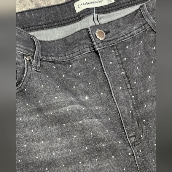 RM Rebecca Minkoff Crystal Studded Black Jeans, Size 18W - Picture 5 of 8